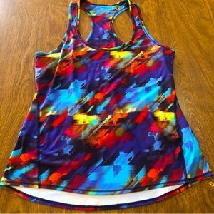Athleta multicolor women’s patchy bright colorful workout tank size S